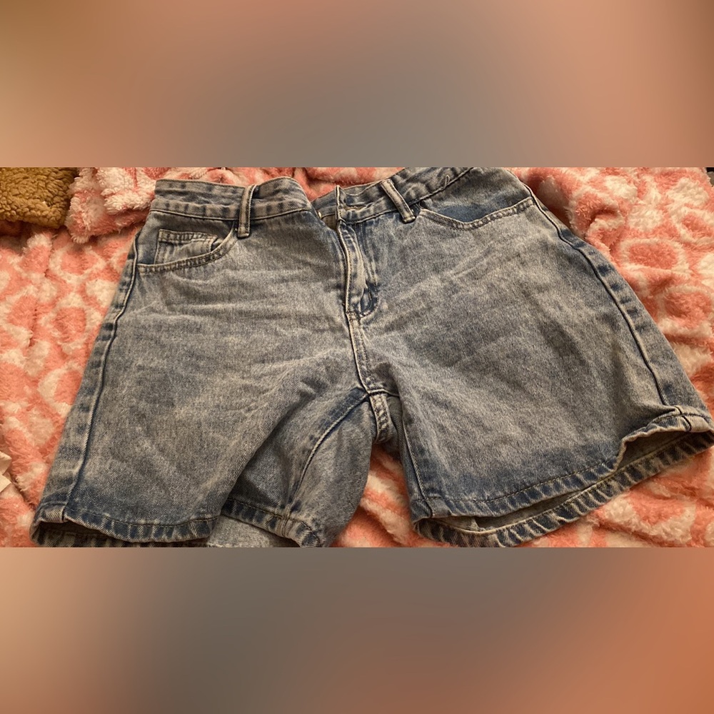 Acid wash denim shorts